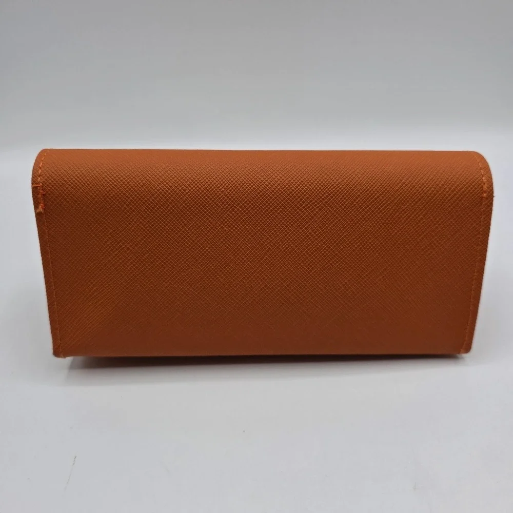 Tory Burch Orange Saffiano‎ Leather Eyeglass Sunglass Case Pouch Designer Luxury